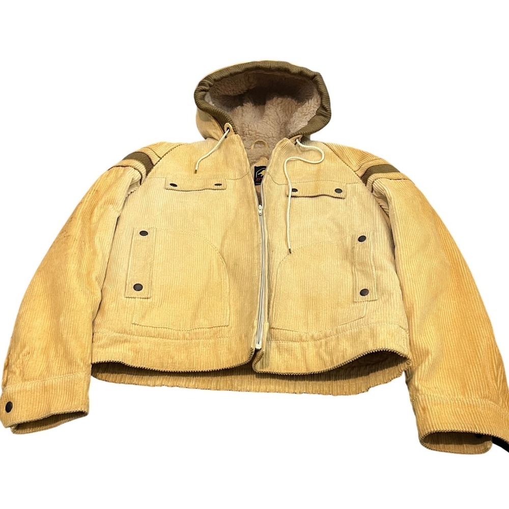 El Toro Bravo Corduroy Jacket Mens 44 Tan Sherpa Lined Hooded Vintage 70s Style